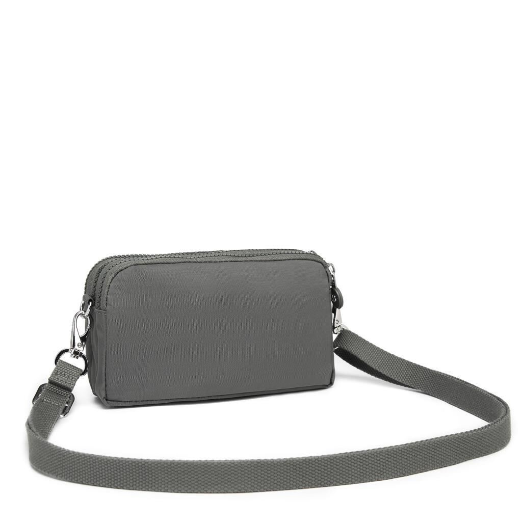 Smart Bags Mini Boy Postacı Çantası ve Cüzdanı Krinkıl Kumaş 1112 Koyu Gri