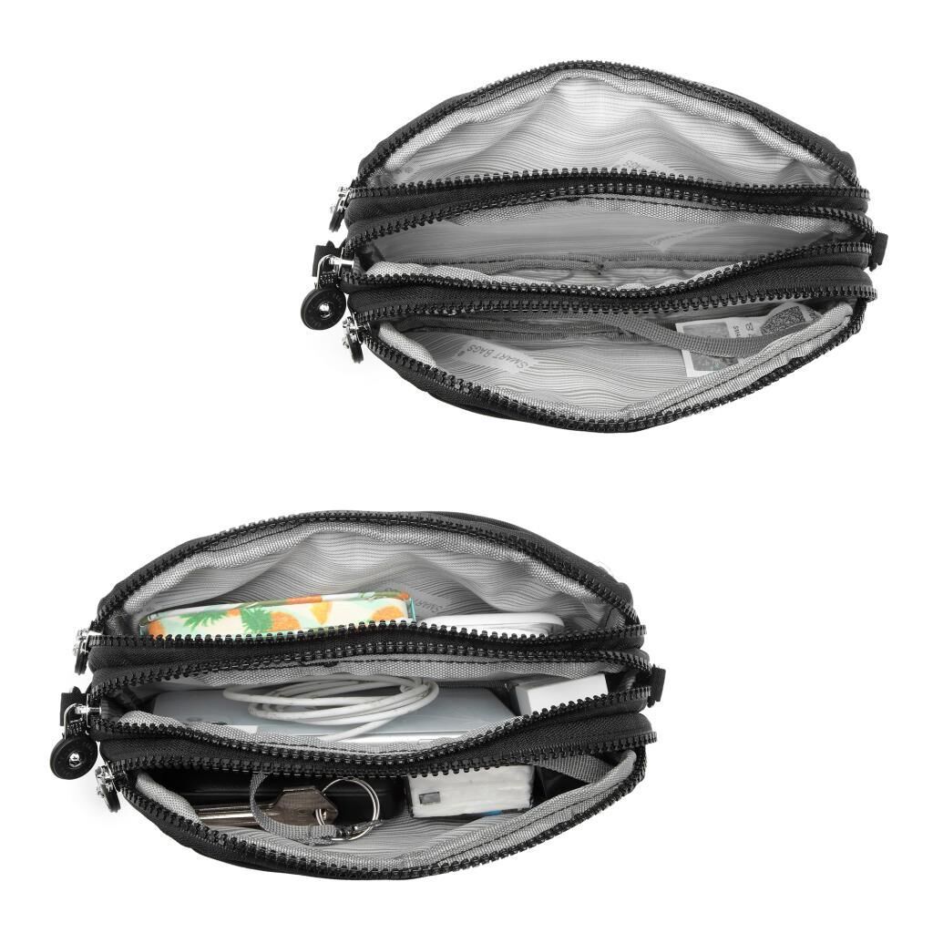 Smart Bags Mini Boy Postacı Çantası ve Cüzdanı Krinkıl Kumaş 1112 Koyu Gri