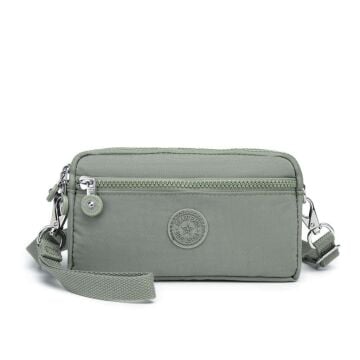 Smart Bags Mini Boy Postacı Çantası ve Cüzdanı Krinkıl Kumaş 1112 Yeşil