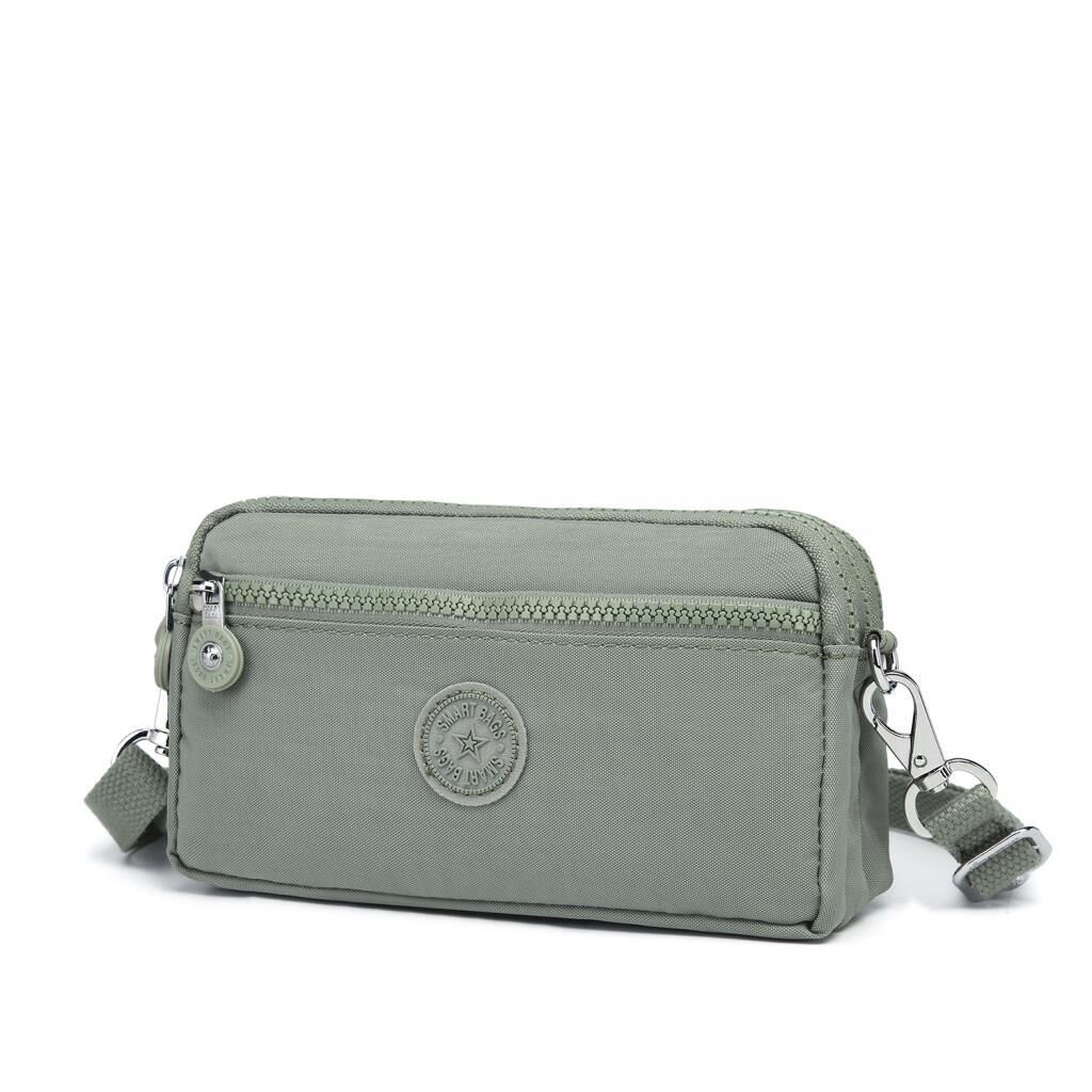 Smart Bags Mini Boy Postacı Çantası ve Cüzdanı Krinkıl Kumaş 1112 Yeşil