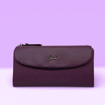 Grande Hakiki Deri Yumuşak Kadın Cüzdanı Mürdüm/Siyah