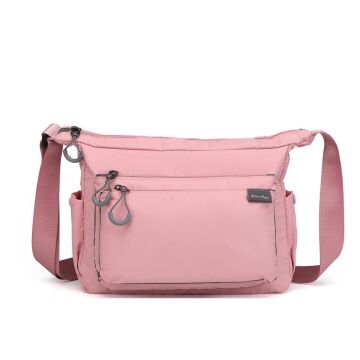 Smart Bags Ekstra Hafif Kumaş Kadın Postacı Çantası 3146 Pudra