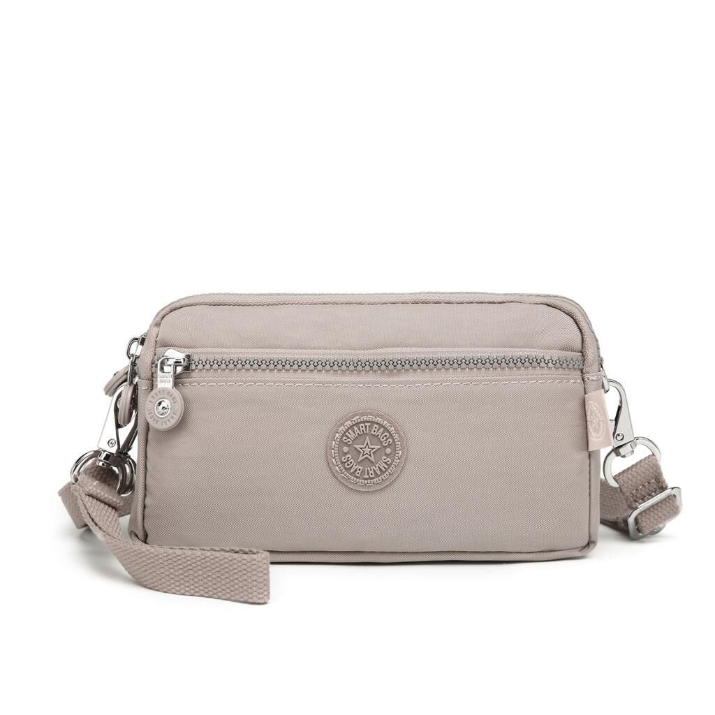 Smart Bags Mini Boy Postacı Çantası ve Cüzdanı Krinkıl Kumaş 1112 A.Vizon