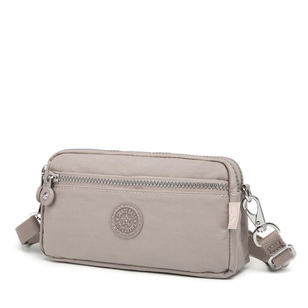 Smart Bags Mini Boy Postacı Çantası ve Cüzdanı Krinkıl Kumaş 1112 A.Vizon