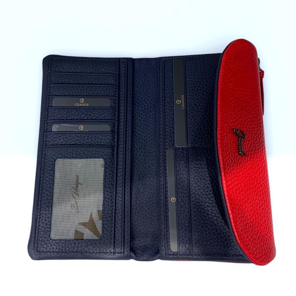 Grande Hakiki Deri Yumuşak Kadın Cüzdanı Gerçek Deri Büyük Boy Kırmızı/Laci