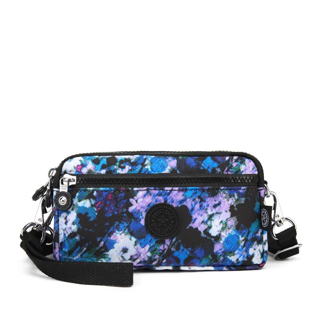 Smart Bags Mini Boy Postacı Çantası ve Cüzdanı Krinkıl Kumaş 1112 Mavi Print