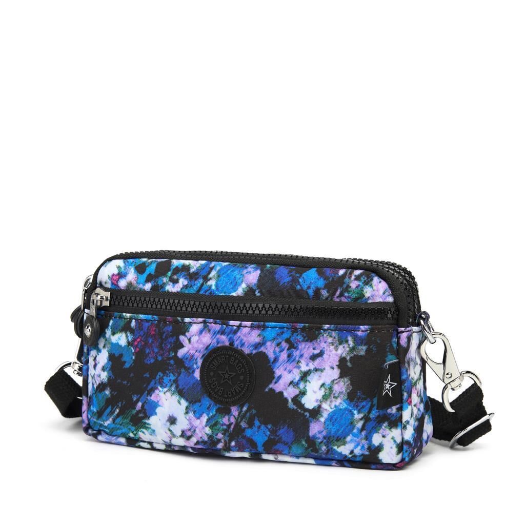 Smart Bags Mini Boy Postacı Çantası ve Cüzdanı Krinkıl Kumaş 1112 Mavi Print