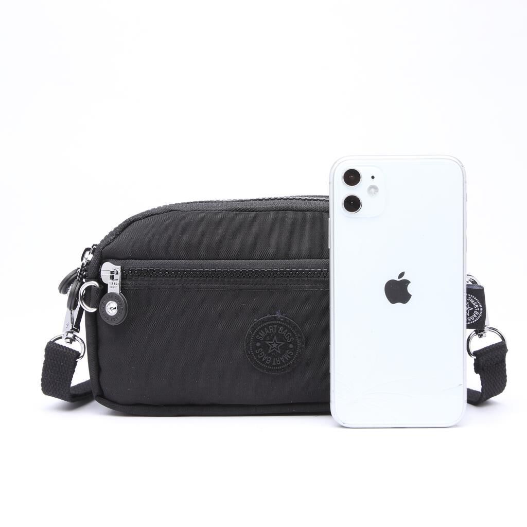 Smart Bags Mini Boy Postacı Çantası ve Cüzdanı Krinkıl Kumaş 1112 Mavi Print
