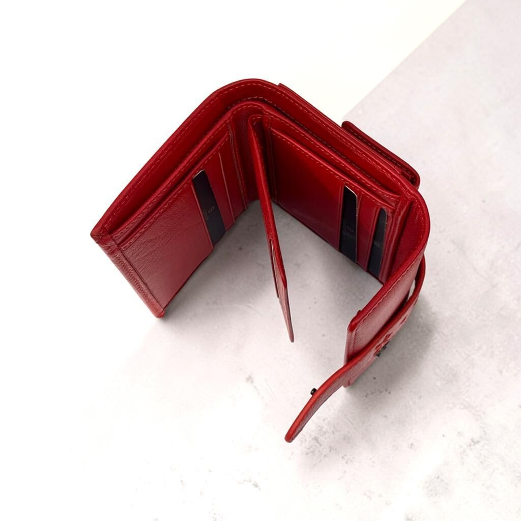 Grande Gerçek Deri Kadın Cüzdanı Hakiki Deri Küçük Boy Kırmızı