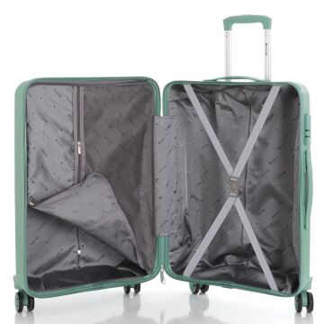 Mçs Valiz 3lü Set Kırılmaz PP Silikon Su Yeşili