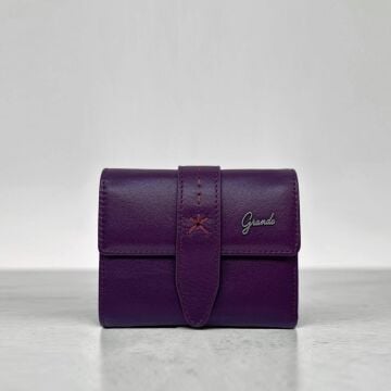 Grande Gerçek Deri Kadın Cüzdanı Hakiki Deri Küçük Boy Mürdüm