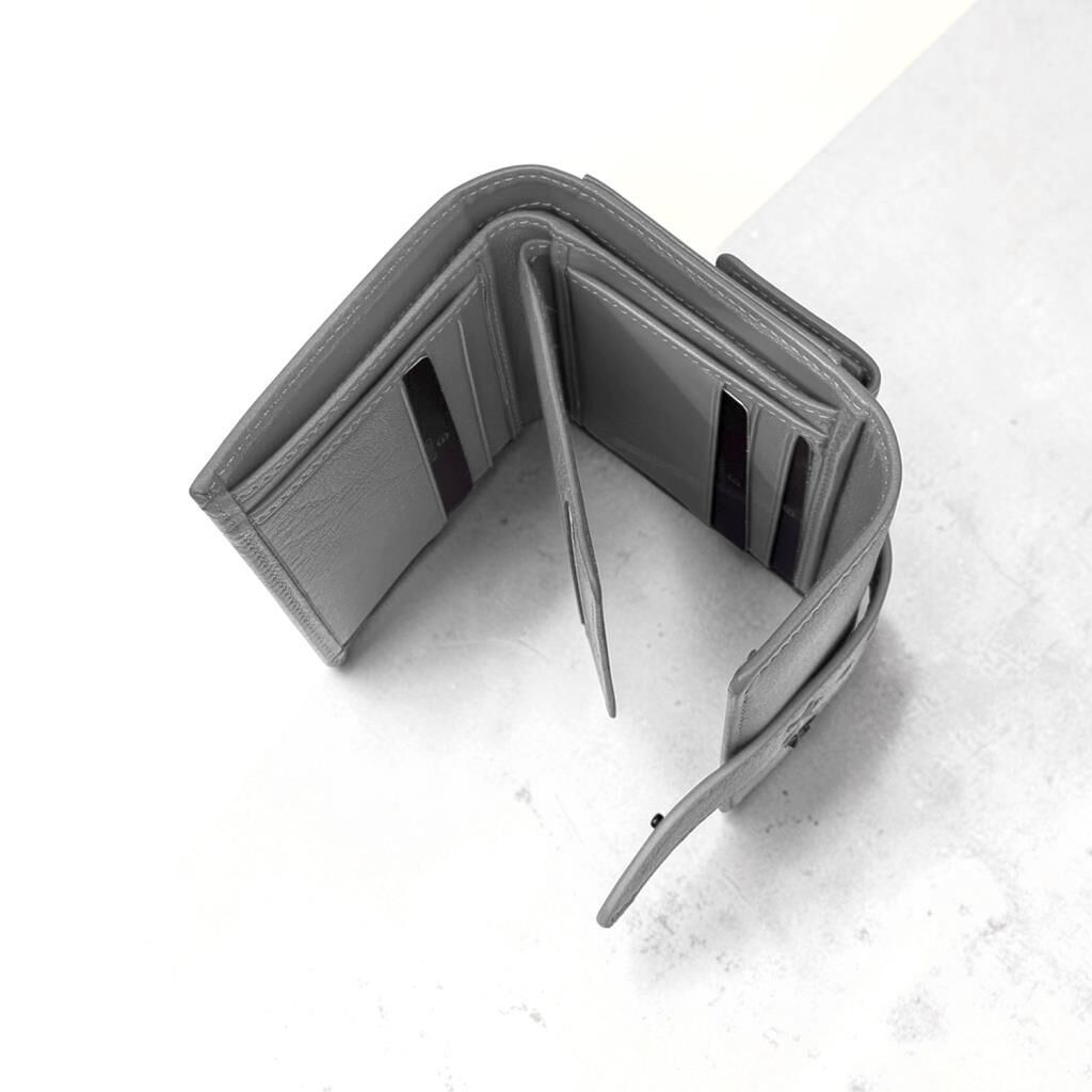 Grande Gerçek Deri Kadın Cüzdanı Hakiki Deri Küçük Boy Mürdüm