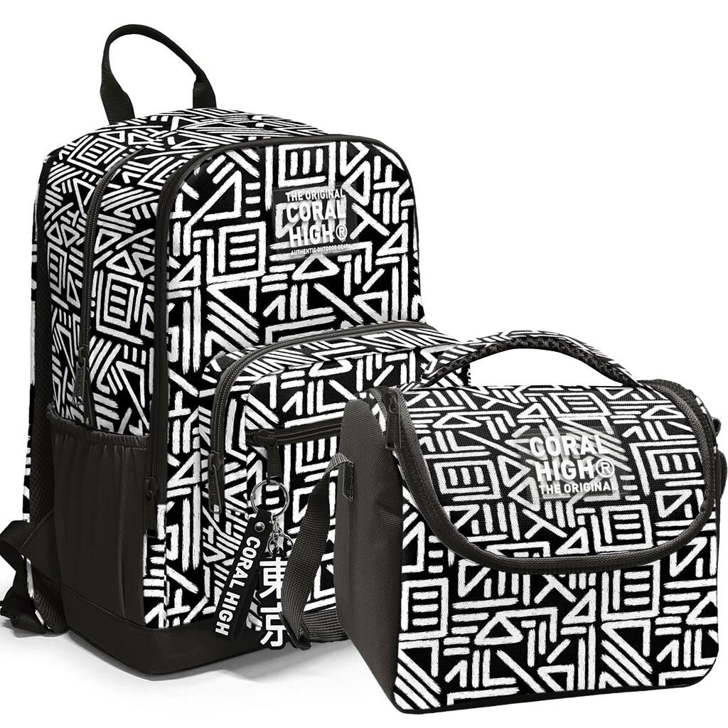 Coral High 2li Set Desenli Okul Çantası Beslenme 23682