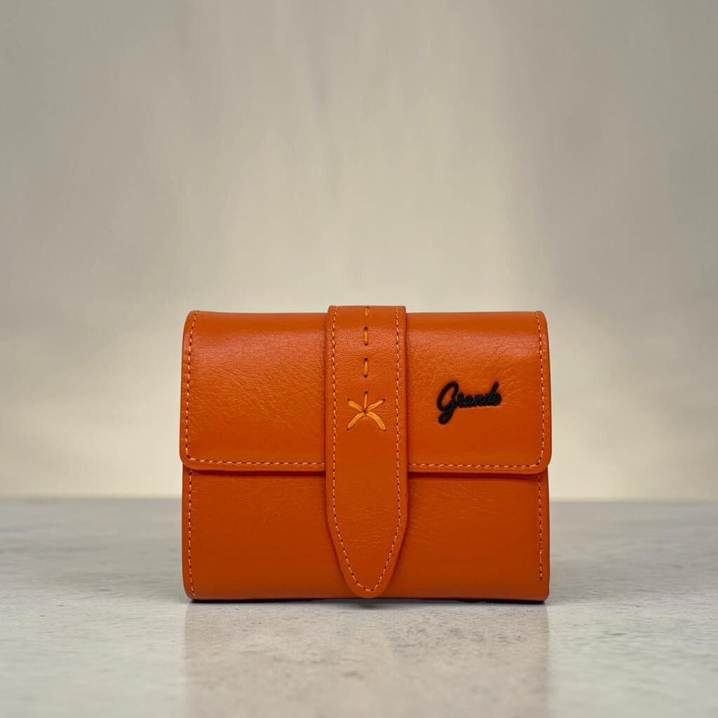 Grande Hakiki Deri Kadın Cüzdanı Küçük Boy Orange