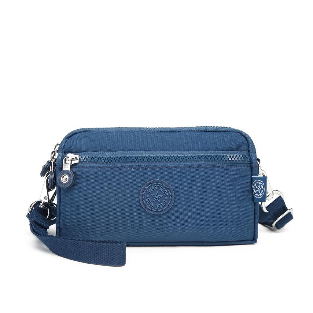 Smart Bags Mini Boy Postacı Çantası ve Cüzdanı Krinkıl Kumaş 1112 Lacivert