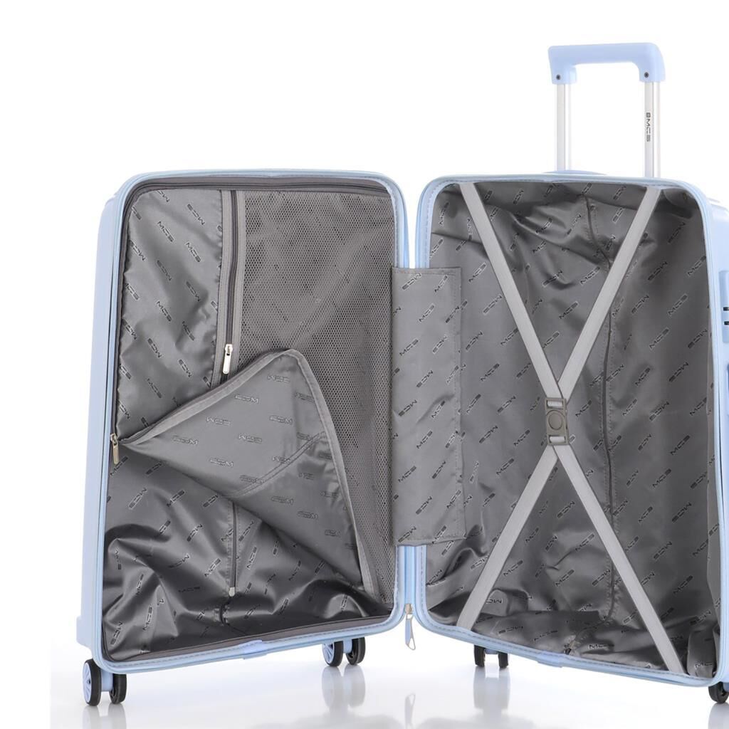 MÇS Kabin Boy Kırılmaz Silikon Seyahat Valizi Bavulu V305 Kemik/Lila