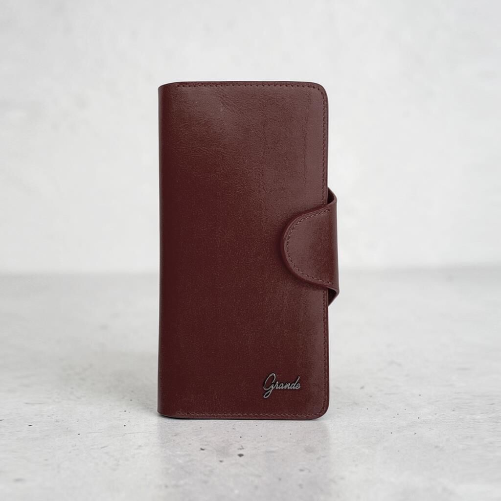 Grande Hakiki Deri Kadın Cüzdanı İnce Tasarım Kahve