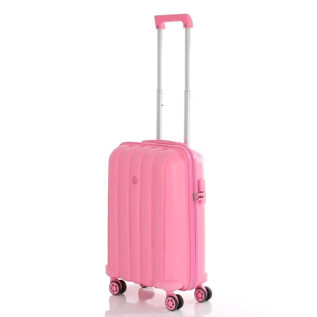 Mçs Valiz Kabin Boy Kırılmaz PP Silikon V305 Pembe
