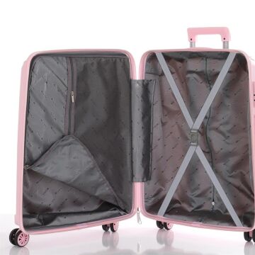 MÇS Kabin Boy Kırılmaz Silikon Seyahat Valizi Bavulu V305 Pudra
