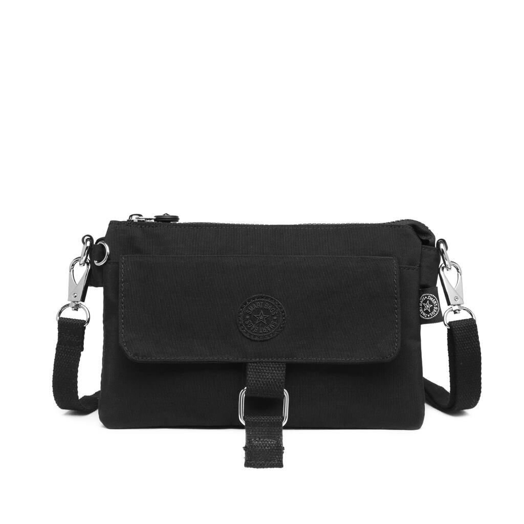 Minik Boy Smart Bags Postacı Kadın Çantası Krinkıl Kumaş 1147 Siyah