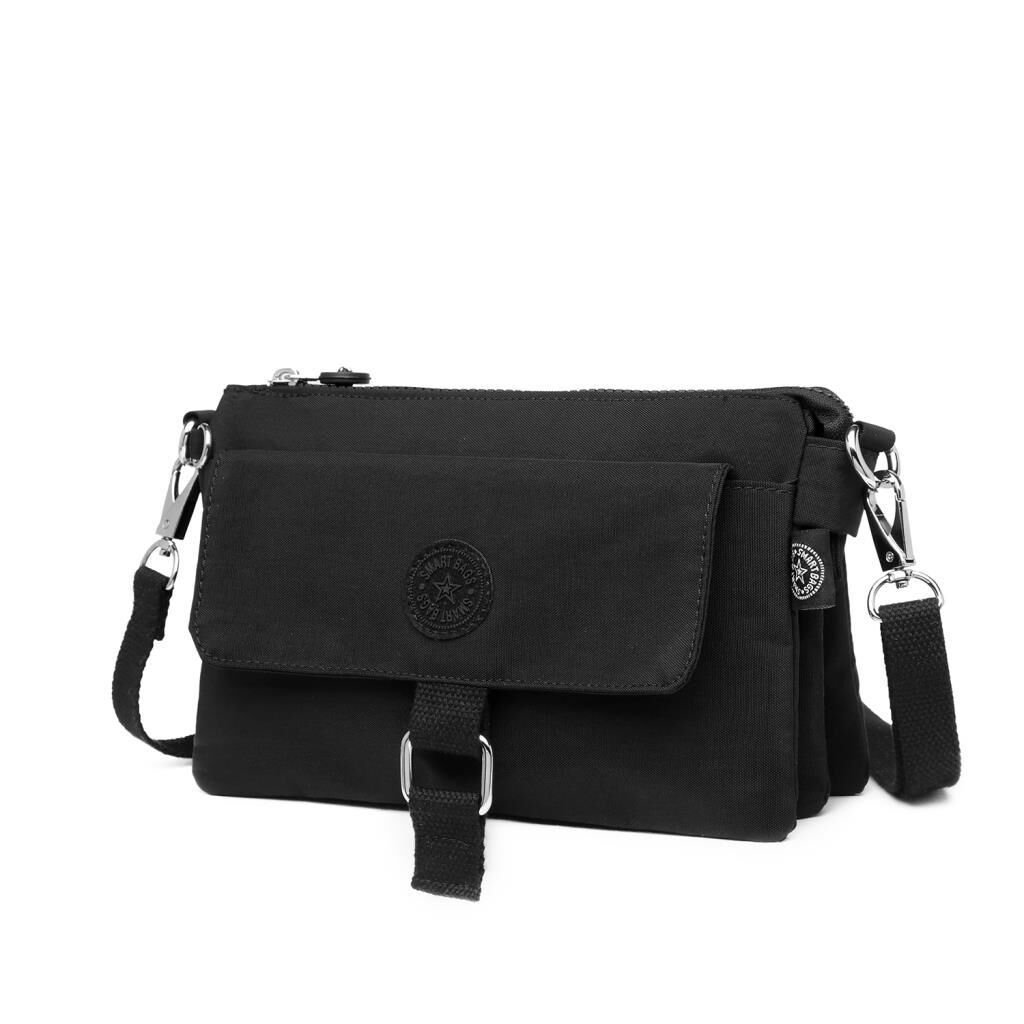 Minik Boy Smart Bags Postacı Kadın Çantası Krinkıl Kumaş 1147 Siyah