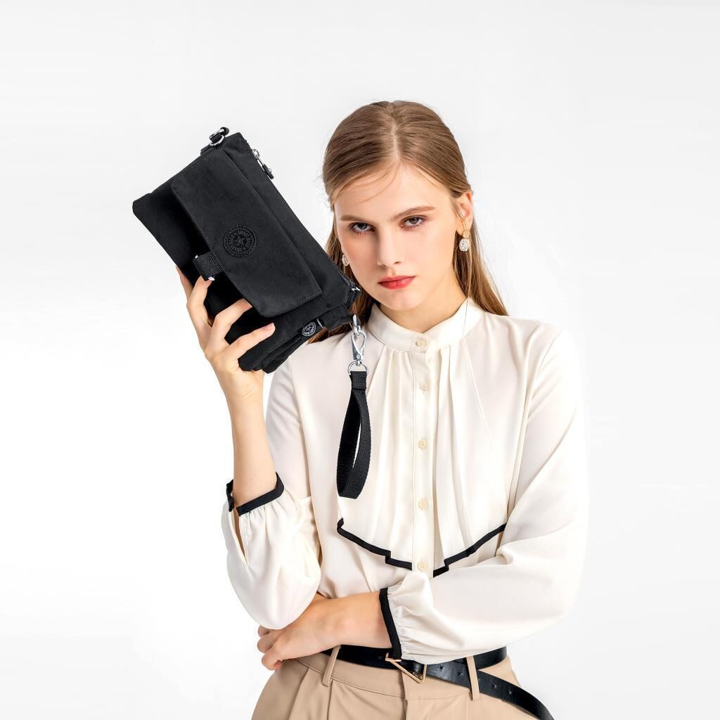Minik Boy Smart Bags Postacı Kadın Çantası Krinkıl Kumaş 1147 Siyah
