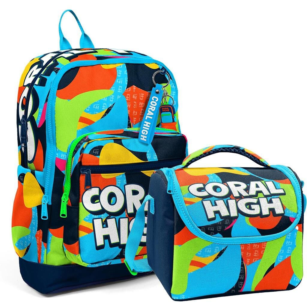 Coral High 2li Set Graffiti Desenli Okul Çantası Beslenme 23777
