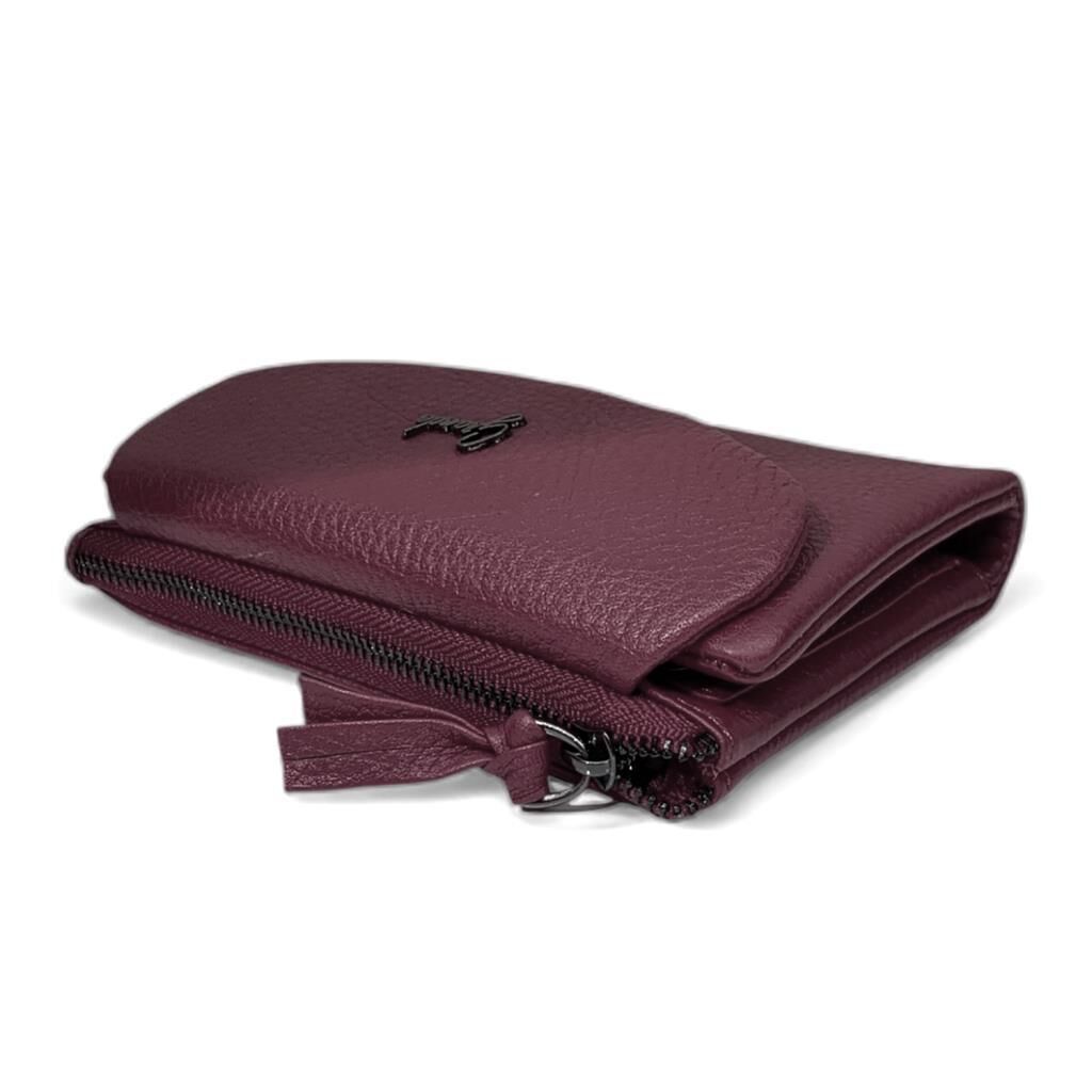 Grande Gerçek Deri Kadın Cüzdanı Orta Boy Hakiki Deri Mürdüm