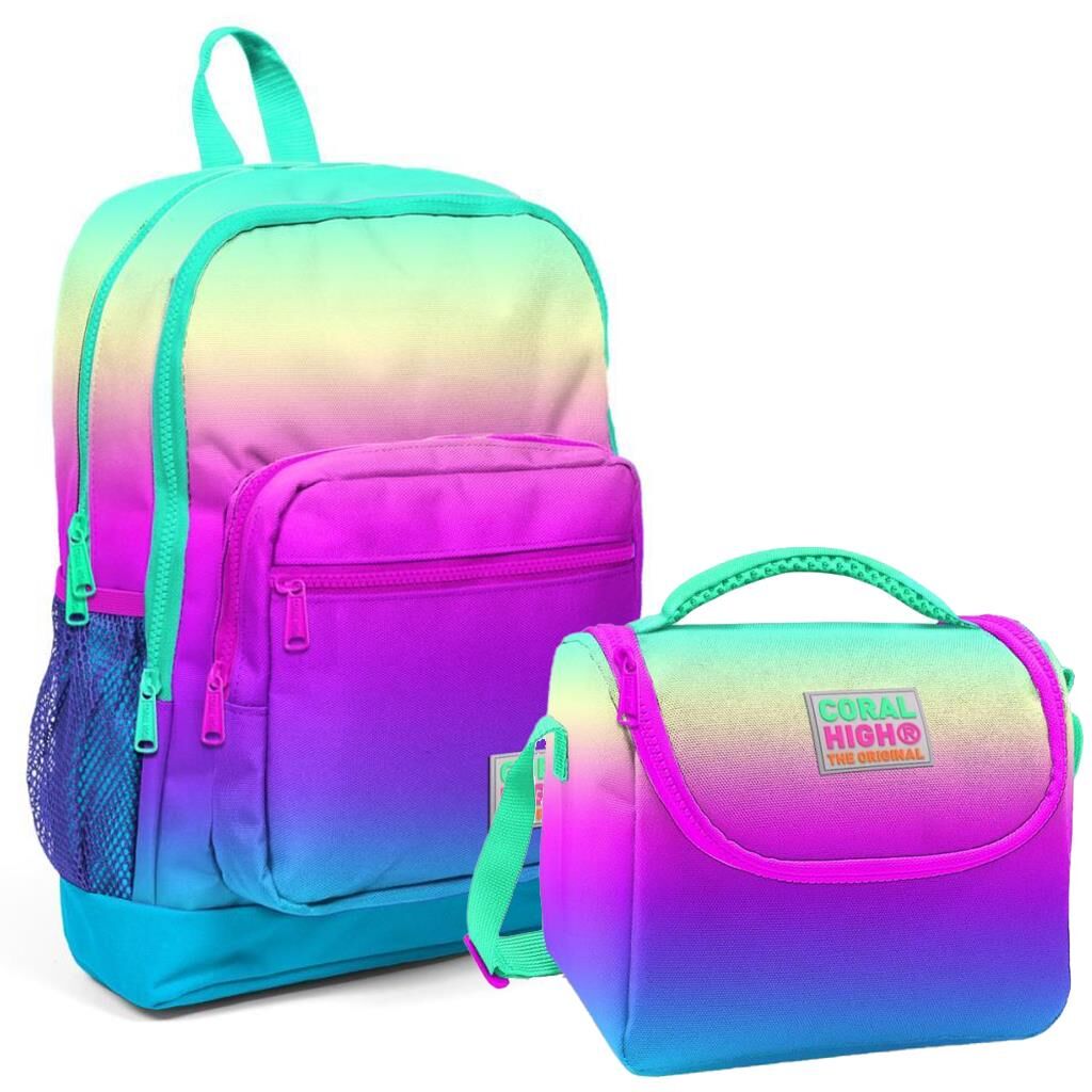 Coral High 2li Set Desenli Okul Çantası Beslenme 23710