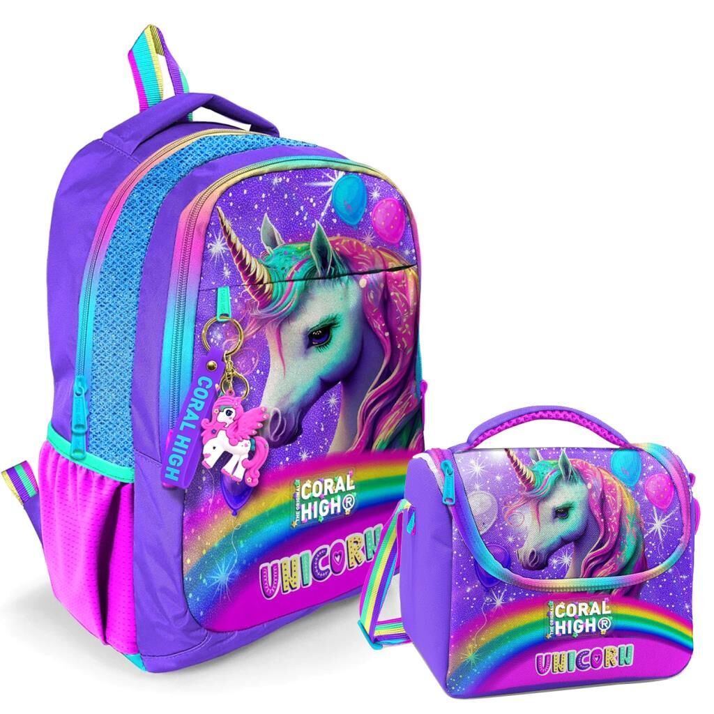 Coral High Desenli Okul Çantası Beslenme 2li Set 23663