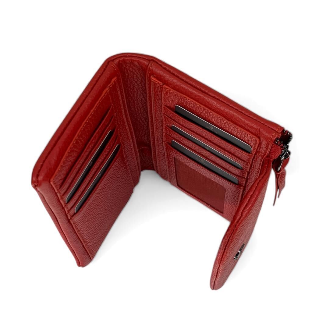 Grande Gerçek Deri Kadın Cüzdanı Orta Boy Hakiki Deri Kırmızı