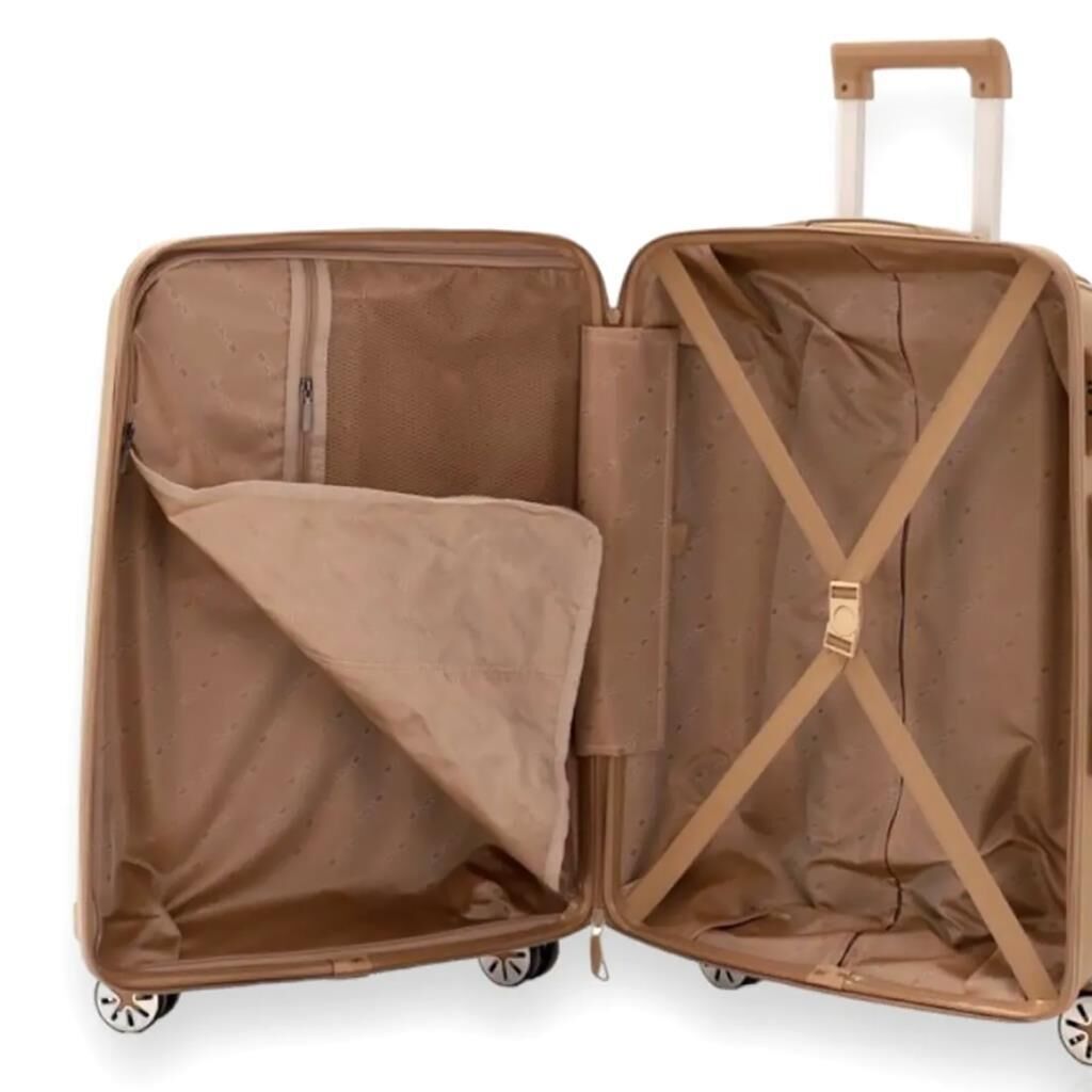 MÇS Kabin Boy Kırılmaz Silikon Seyahat Valizi Bavulu V305 Şampanya