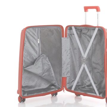 MÇS Kabin Boy Kırılmaz Silikon Seyahat Valizi Bavulu V305 Mercan