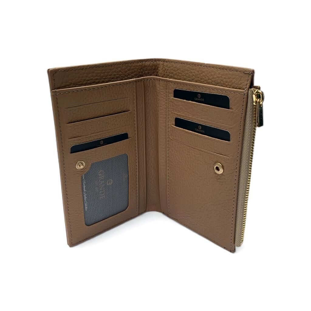 Grande Gerçek Deri Kadın Cüzdanı Orta Boy Hakiki Deri Bisküvi