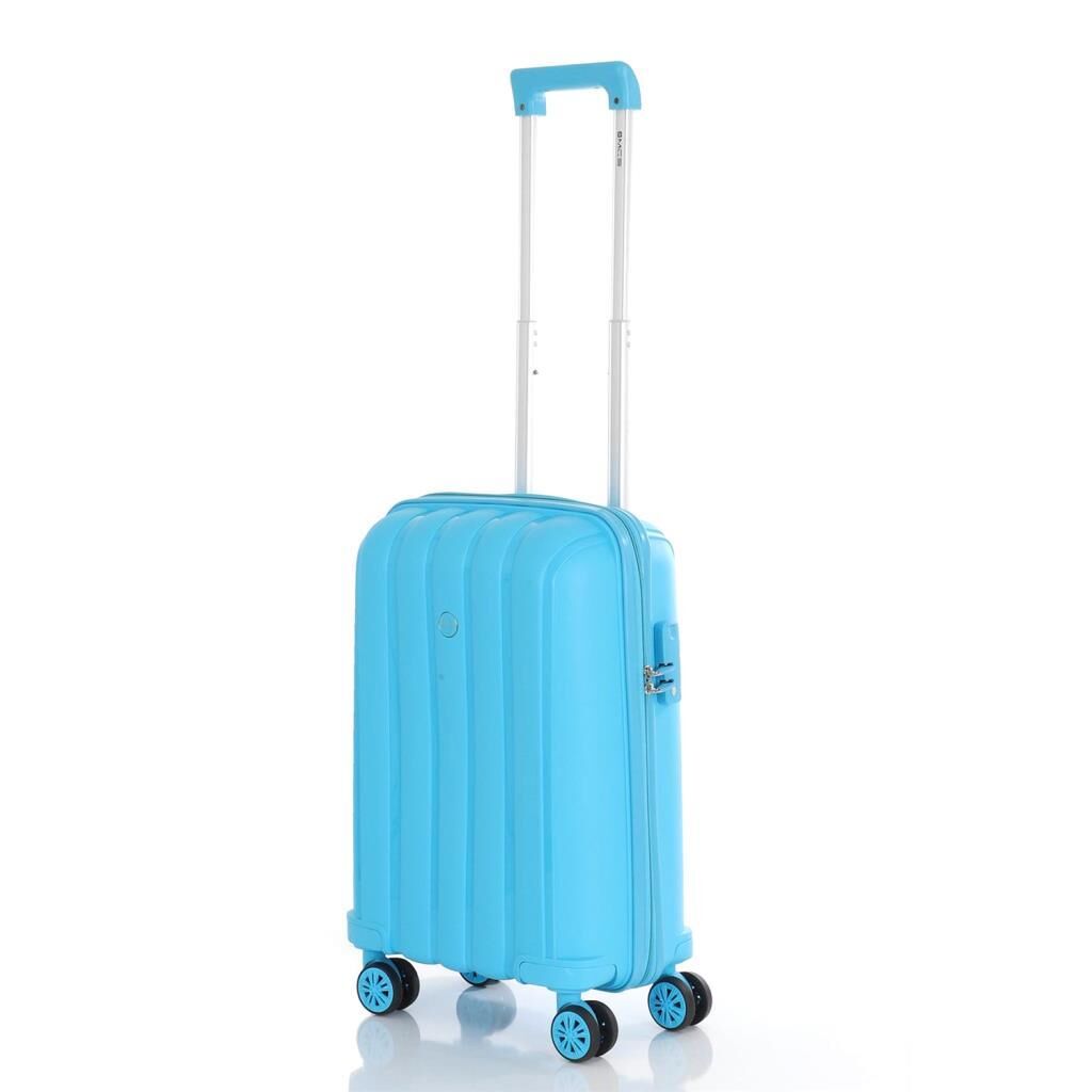 Mçs Valiz Kabin Boy Kırılmaz PP Silikon V305 Açık Mavi