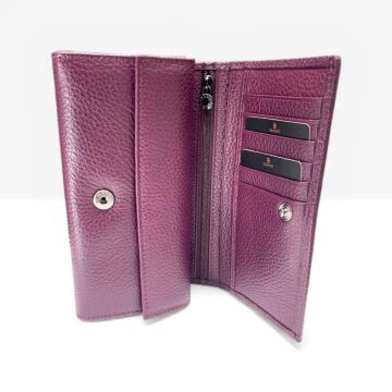 Grande Gerçek Deri Kadın Cüzdanı Orta Boy Hakiki Deri Mürdüm