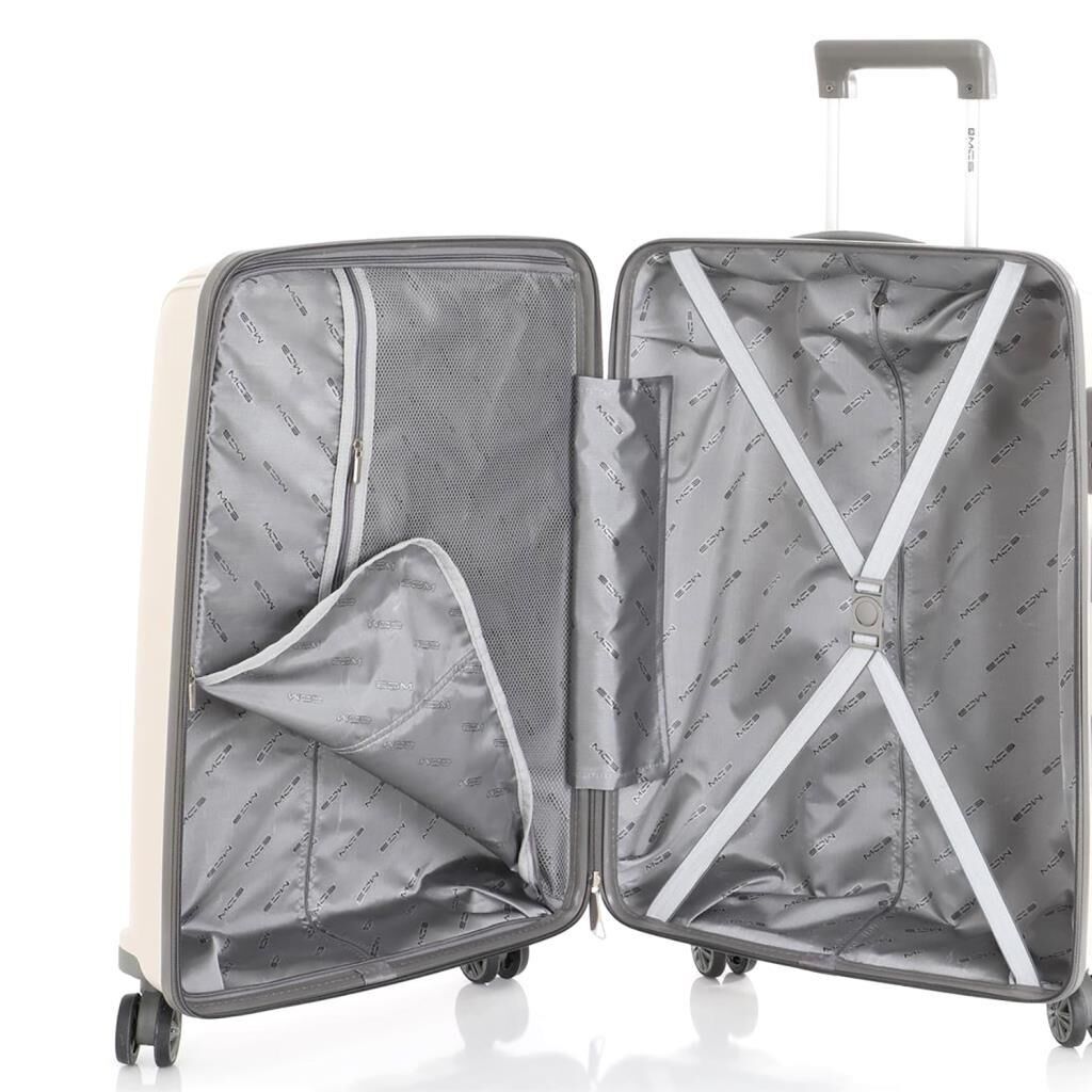 MÇS Kabin Boy Kırılmaz Silikon Seyahat Valizi Bavulu V305 Kemik/Gri