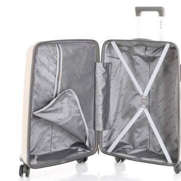MÇS Kabin Boy Kırılmaz Silikon Seyahat Valizi Bavulu V305 Kemik/Gri