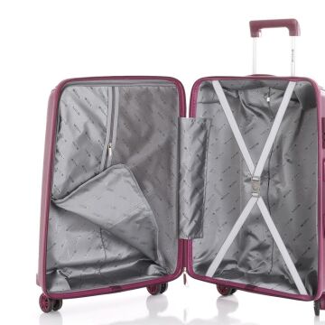 MÇS Kabin Boy Kırılmaz Silikon Seyahat Valizi Bavulu V305 Mürdüm