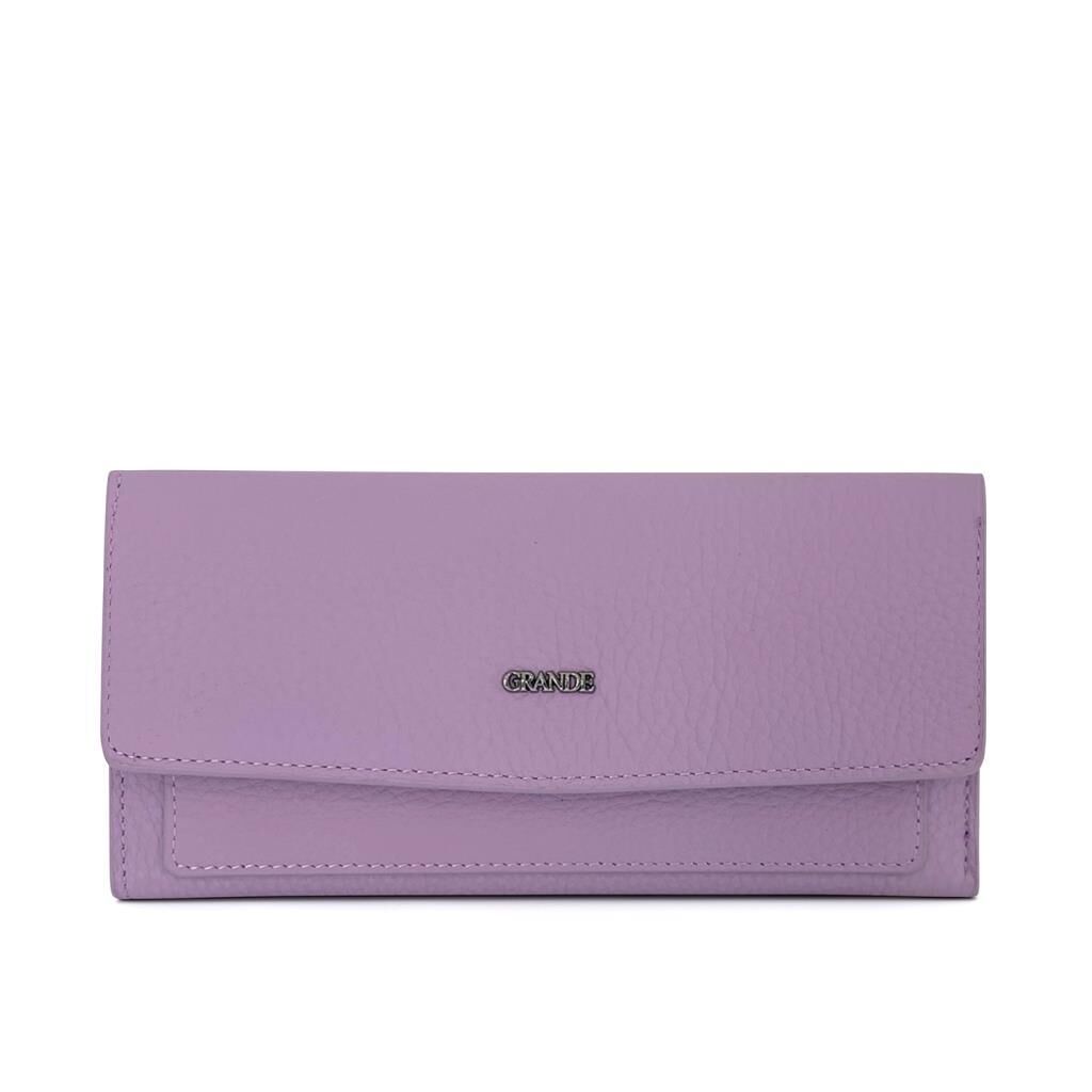 Grande Gerçek Deri Kadın Cüzdanı Hakiki Deri Büyük Boy Leylak