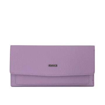 Grande Gerçek Deri Kadın Cüzdanı Hakiki Deri Büyük Boy Leylak