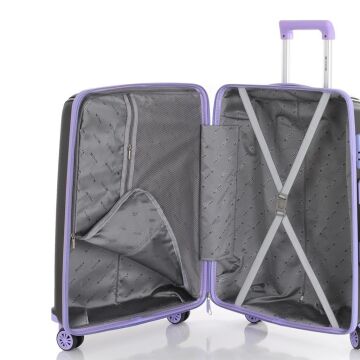 MÇS Kabin Boy Kırılmaz Silikon Seyahat Valizi Bavulu V305 Siyah/Lila