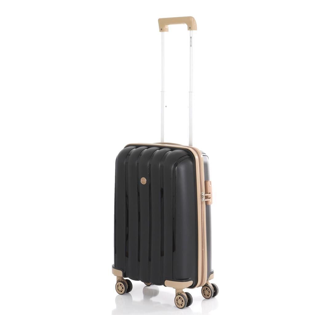MÇS Kabin Boy Kırılmaz Silikon Seyahat Valizi Bavulu V305 Siyah/Şampanya