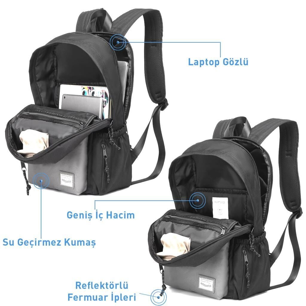 Smart Bags Sırt Çantası Okul Boyu Kalem Kutusu Hediyeli 3155 Gri