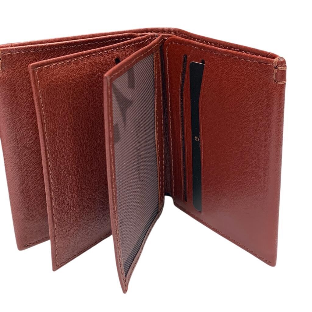 Grande Gerçek Deri Erkek Kredi Kartı Cüzdanı Hakiki Deri Bordo