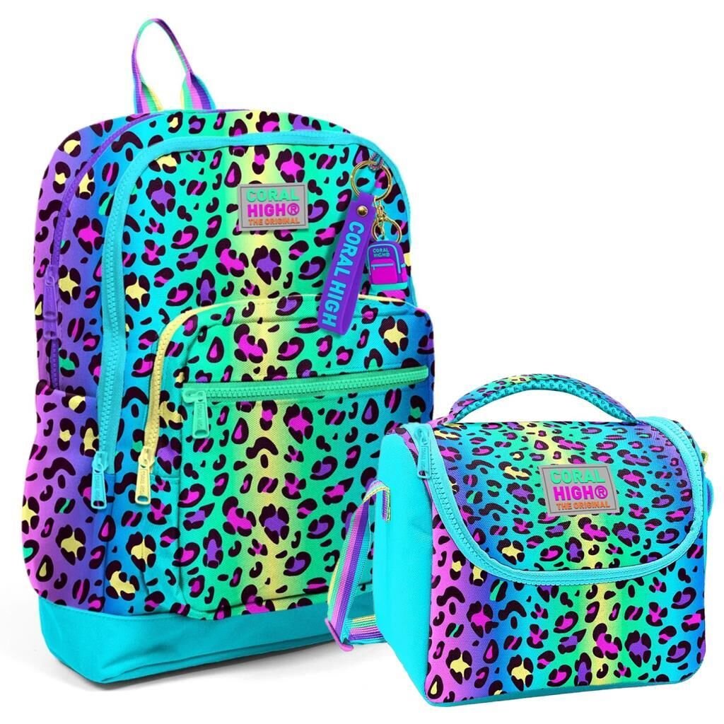 Coral High 2li Set Desenli Okul Çantası Beslenme 23769