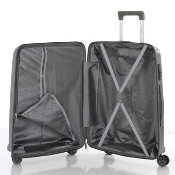 Mçs Valiz Orta Boy Kırılmaz PP Silikon Bavul V305 Gri