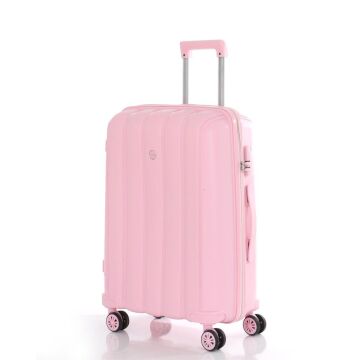 MÇS Orta Boy Kırılmaz Silikon Seyahat Valizi Bavulu V305 Pudra