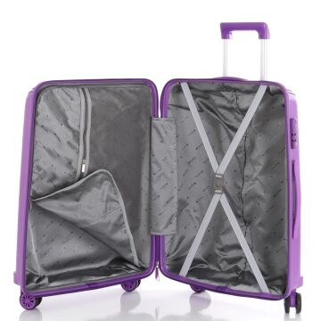 MÇS Orta Boy Kırılmaz Silikon Seyahat Valizi Bavulu V305 Mor