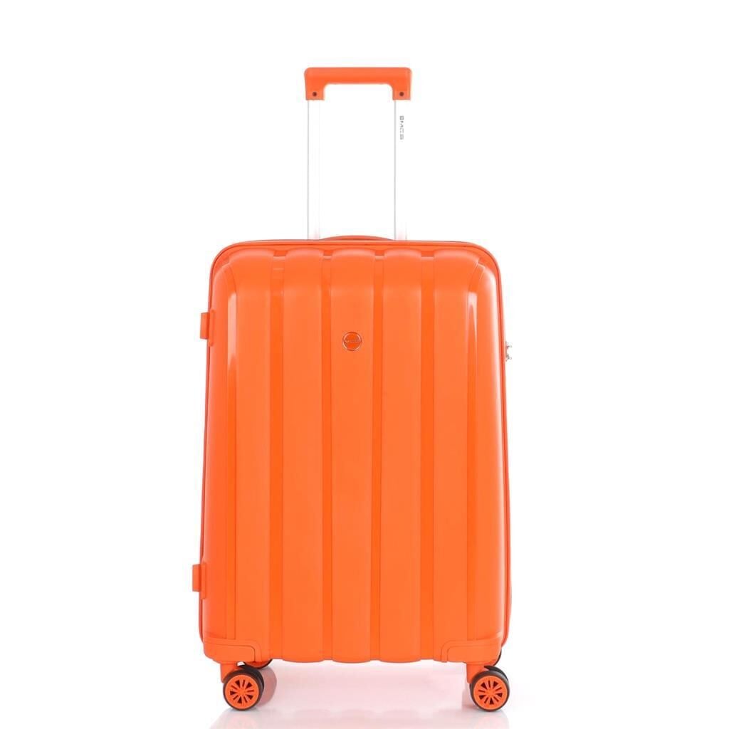 Mçs Valiz Orta Boy Kırılmaz PP Silikon Bavul V305 Orange